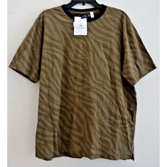 PS Paul Smith Men's Sz XL Green Combo Animal Print Short Sleeve Tee Shirt $125 - Picture 1 of 6